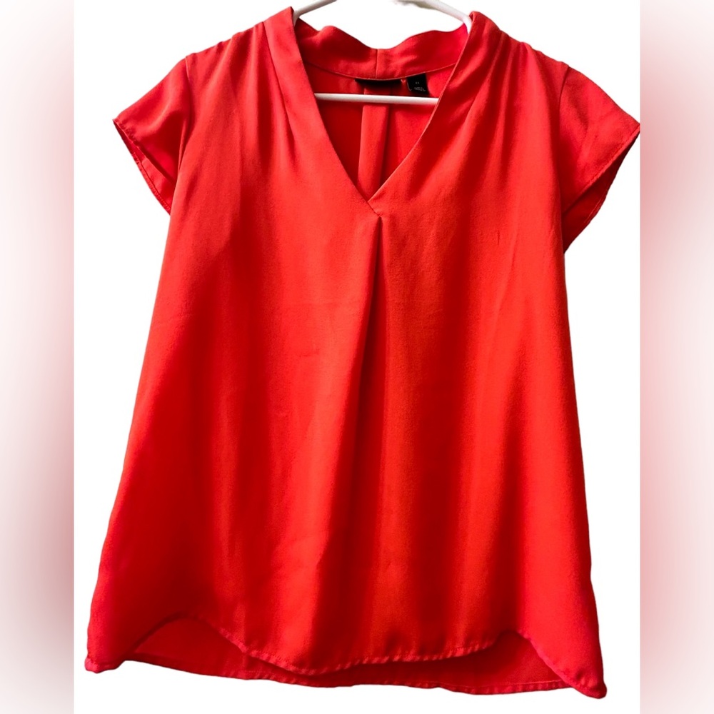 Halogen Blouse Light & Airy V-Neck Cap Sleeve XS Reddish Orange